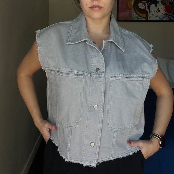 ZARA Grey Denim Vest - Size S - Picture 1 of 5